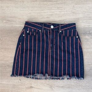 American Eagle Outfitters Denim Mini Skirt Red white and blue Pinstripes Size 2